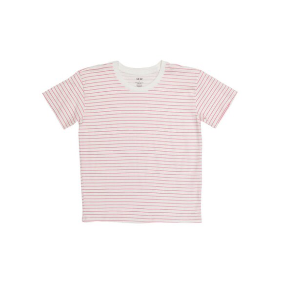1212 Pink Girls Malibu Striped Short Sleeve Easy Tee - Picture 1 of 2